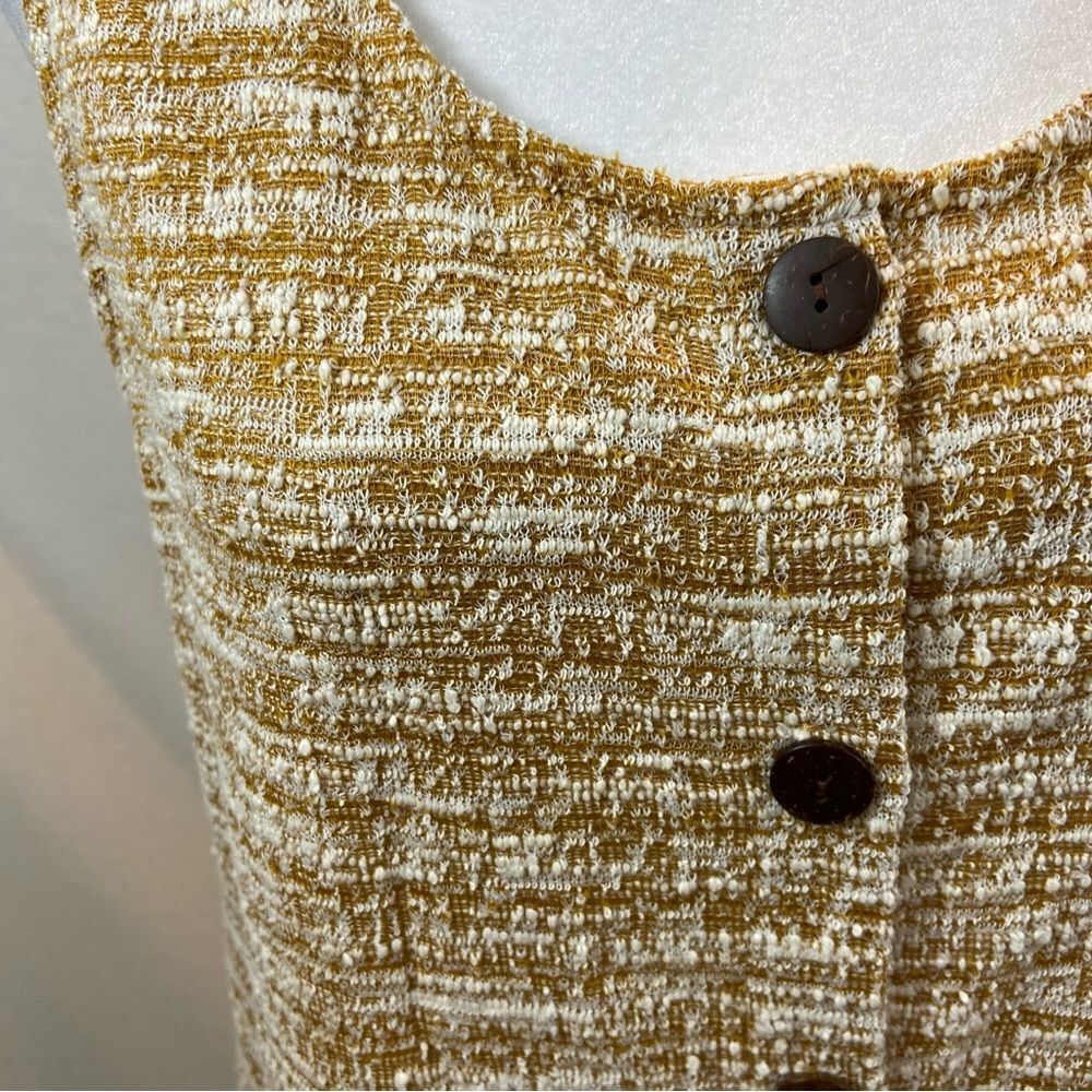 W5 Brand Mustard Tweed Button Up Tank Top Size Medium - Picture 10 of 10